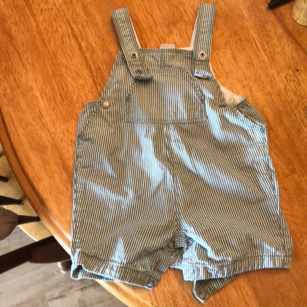 Petit Bateau 3-6 month old green overalls